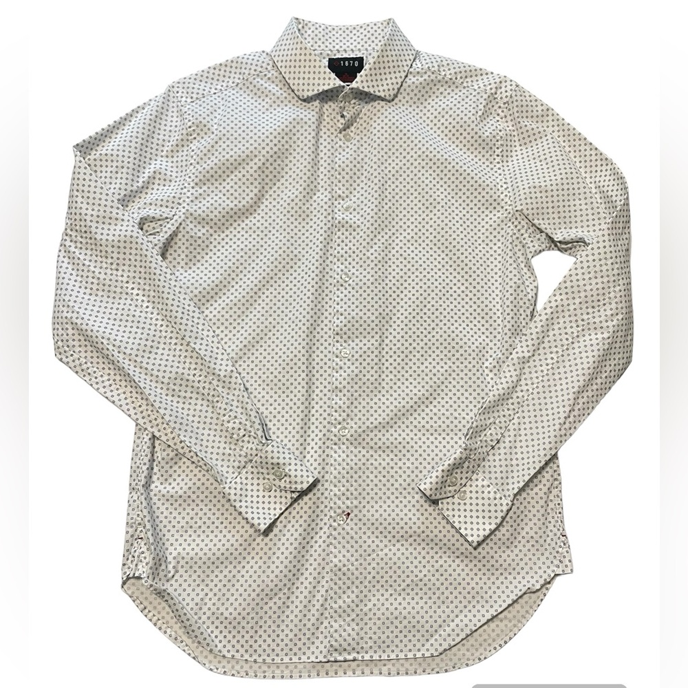 1670 Long Sleeve button down dress shirt 16 (34/35) slim fit white & dark blue